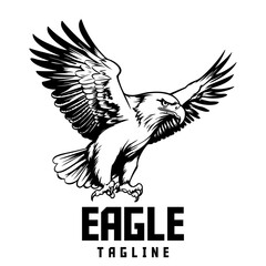 Monochrome illustration of an American eagle vector. Hawk, falcon, eagle hand-drawn. Design element for logo, label, emblem, sign, brand mark, poster, t-shirt print - PNG, Transparent Background