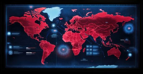 A digital world map alive with the animated paths of flying atomic missiles