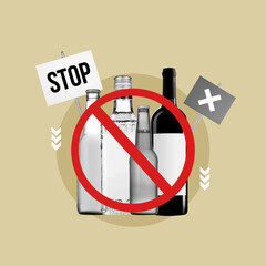 alcohol prohibited, wine prohibited, tequila prohibited, beer prohibited, against alcohol, high...