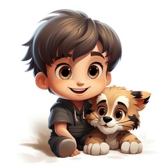 Child holding cats AI generated image