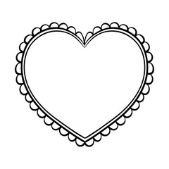 Vector black decorative heart on white background. Creative hand drawn heart for card design or tatoo