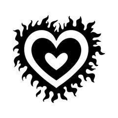 Vector black decorative heart on white background. Creative hand drawn heart for card design or tatoo