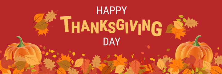 Happy Thanksgiving Day cartoon style vector illustration. Design for banner, flyer, invitation card, coupon, voucher