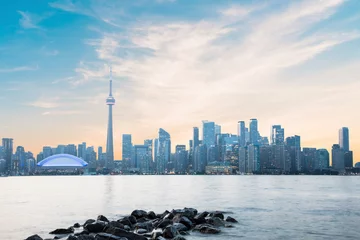 Gordijnen Beautiful view of Rogers Centre and CN Tower in Toronto, Canada © marinadatsenko