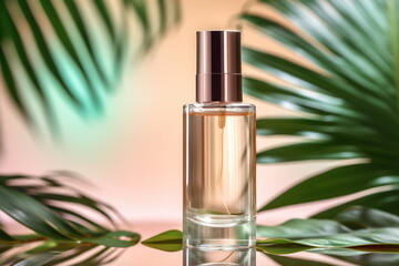 Dropper glass Bottle Mock-Up. Body treatment and spa. Natural beauty products. Blank bottle