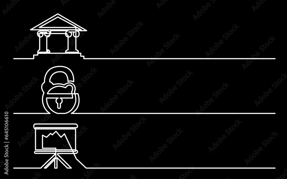 Canvas Prints continuous line drawing vector illustration with fully editable stroke of business icons banner lett