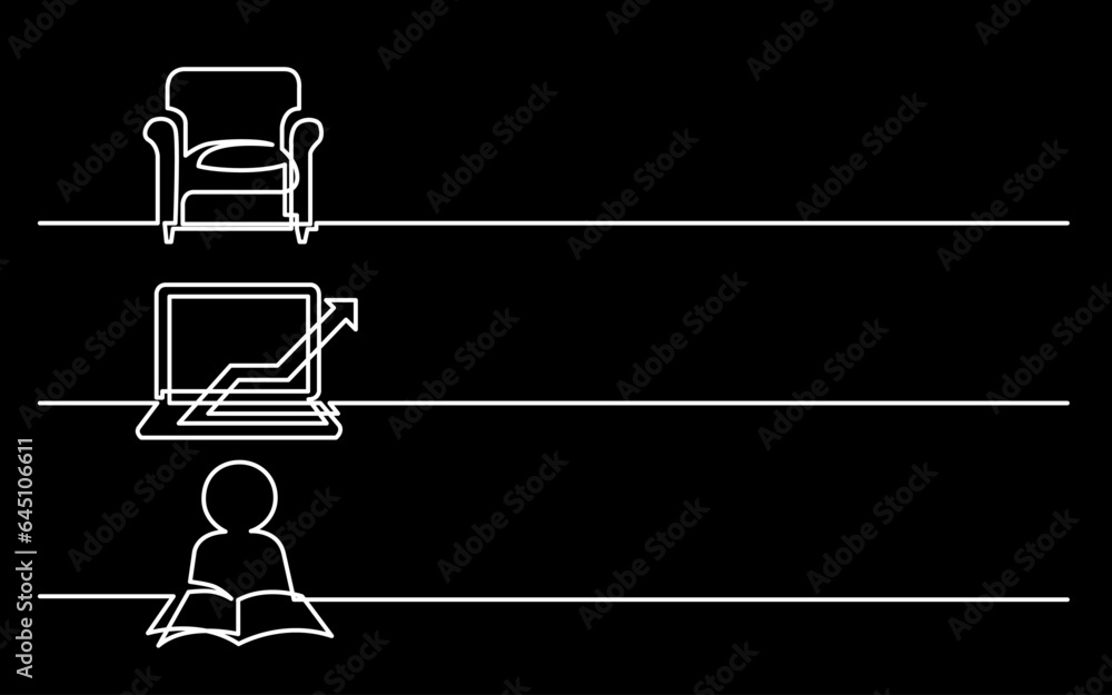 Canvas Prints continuous line drawing vector illustration with fully editable stroke of business icons banner lett