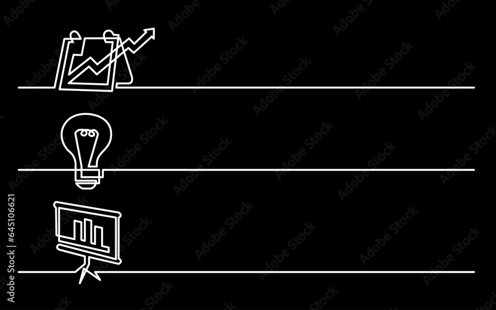 Canvas Prints continuous line drawing vector illustration with fully editable stroke of business icons banner lett