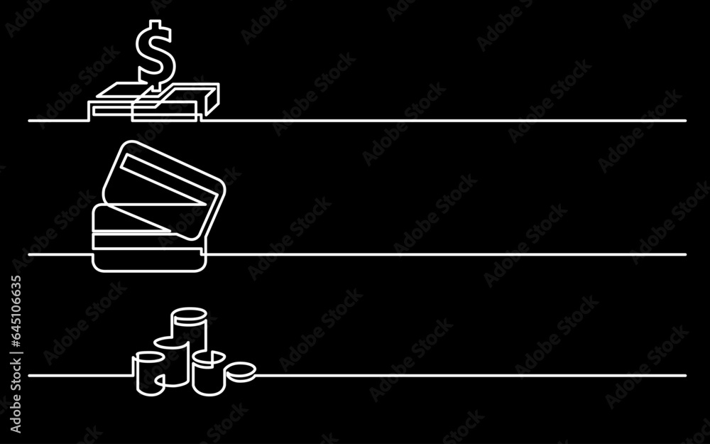 Canvas Prints continuous line drawing vector illustration with fully editable stroke of business icons banner lett