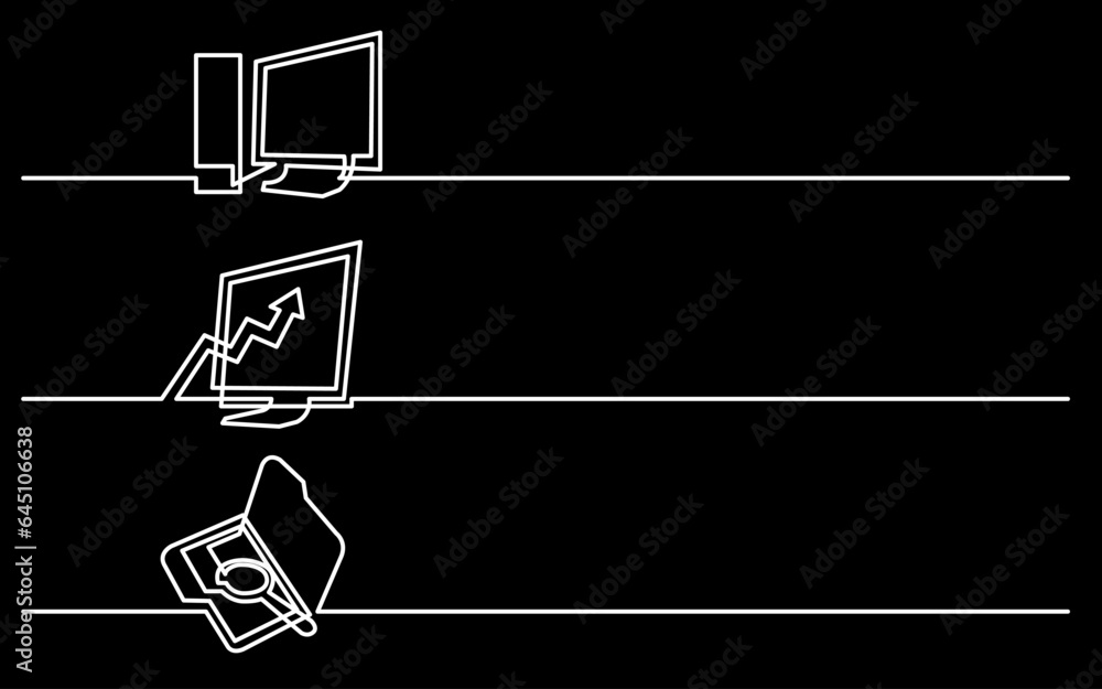 Canvas Prints continuous line drawing vector illustration with fully editable stroke of business icons banner lett