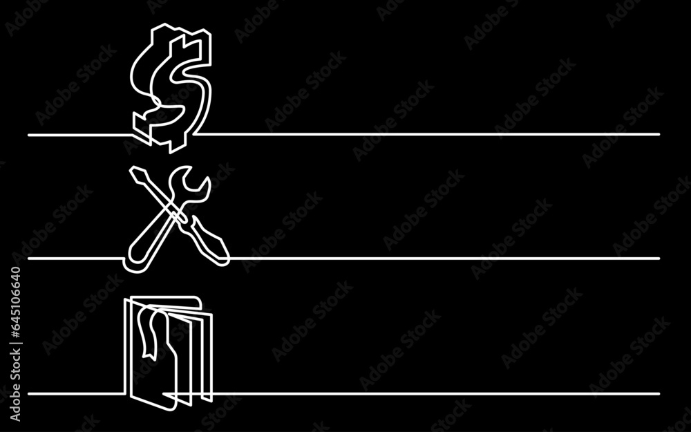 Canvas Prints continuous line drawing vector illustration with fully editable stroke of business icons banner lett