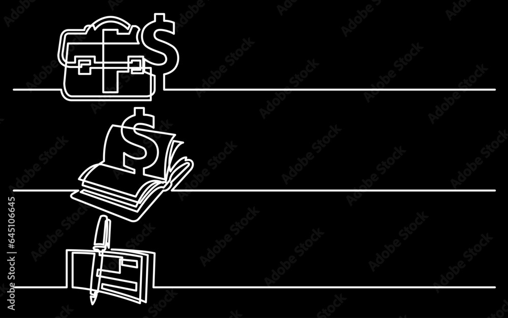 Canvas Prints continuous line drawing vector illustration with fully editable stroke of business icons banner lett