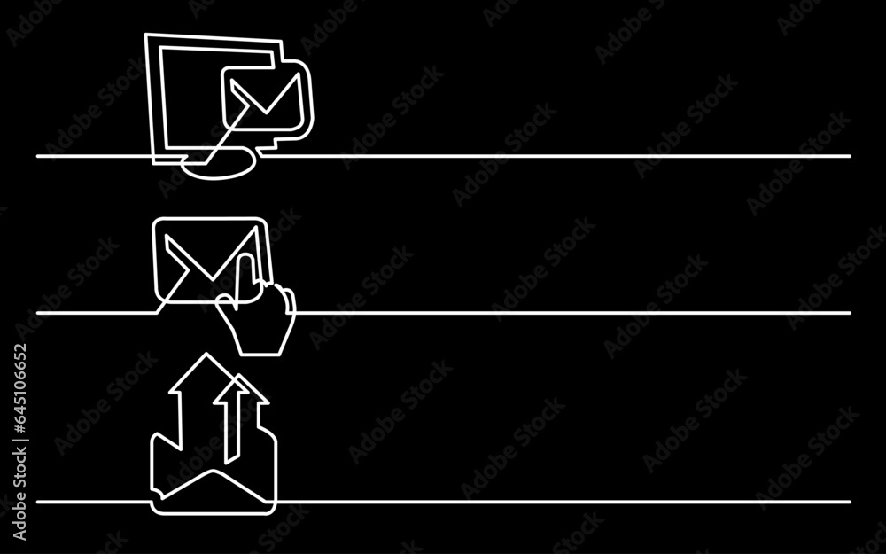 Canvas Prints continuous line drawing vector illustration with fully editable stroke of business icons banner lett
