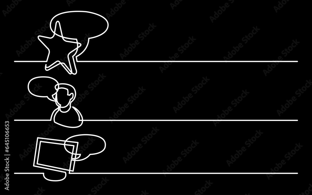 Canvas Prints continuous line drawing vector illustration with fully editable stroke of business icons banner lett