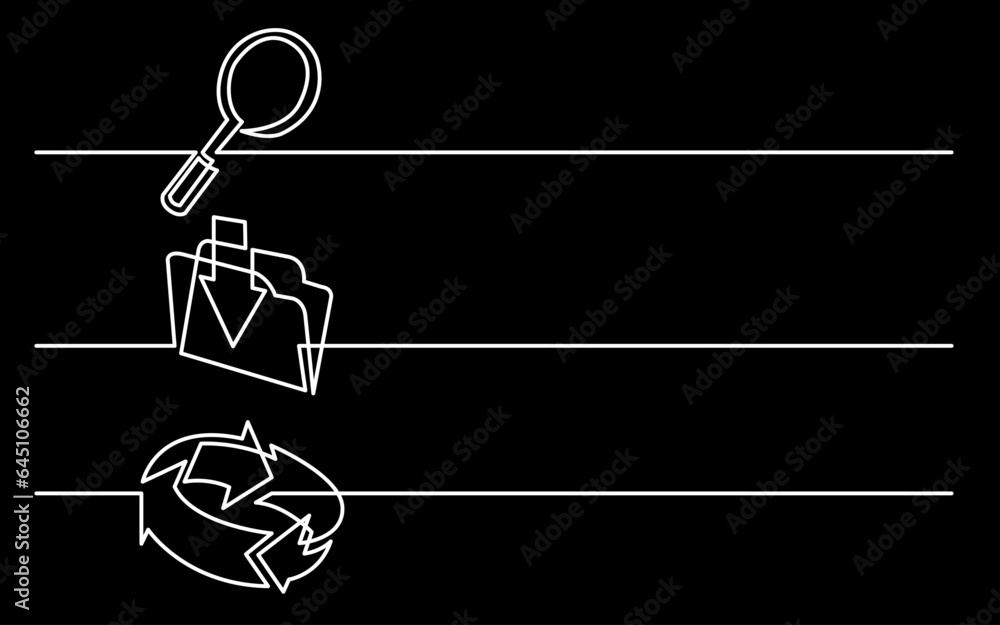 Canvas Prints continuous line drawing vector illustration with fully editable stroke of business icons banner lett