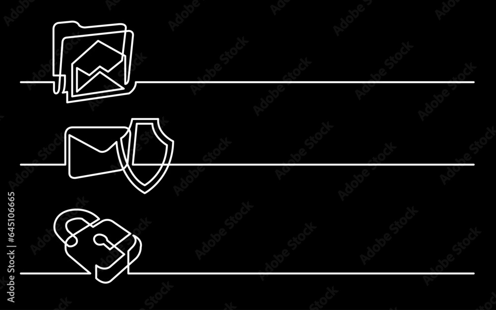 Canvas Prints continuous line drawing vector illustration with fully editable stroke of business icons banner lett