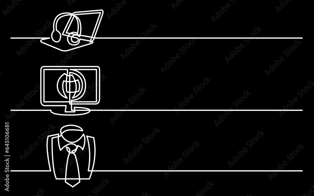 Canvas Prints continuous line drawing vector illustration with fully editable stroke of business icons banner lett