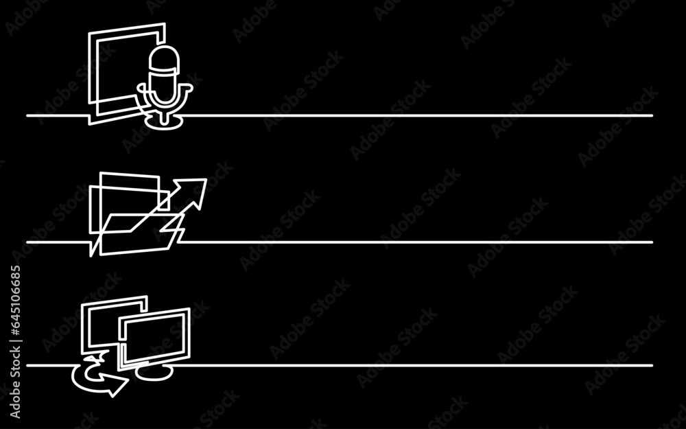 Canvas Prints continuous line drawing vector illustration with fully editable stroke of business icons banner lett