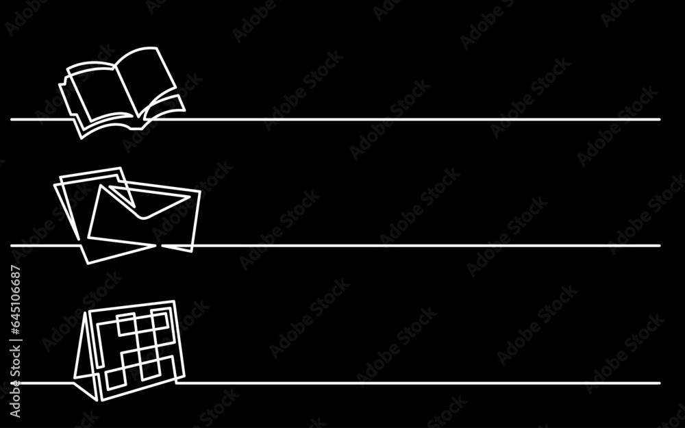 Canvas Prints continuous line drawing vector illustration with fully editable stroke of business icons banner lett