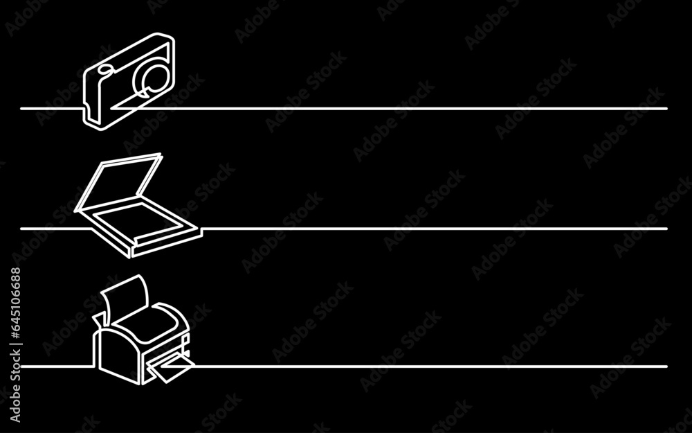 Canvas Prints continuous line drawing vector illustration with fully editable stroke of business icons banner lett