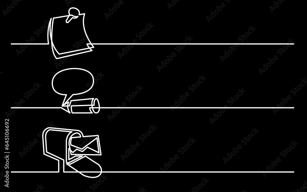 Canvas Prints continuous line drawing vector illustration with fully editable stroke of business icons banner lett