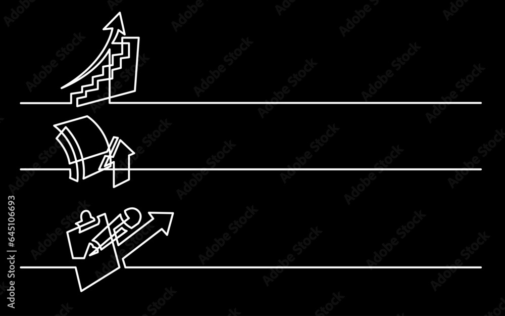 Canvas Prints continuous line drawing vector illustration with fully editable stroke of business icons banner lett