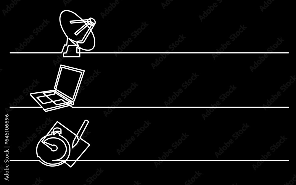 Canvas Prints continuous line drawing vector illustration with fully editable stroke of business icons banner lett