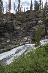 Kings Creek, Upper cascades stream in the woods at Lassen Volcanic National Park, California