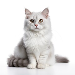 Sitting cat animal white background AI generated image