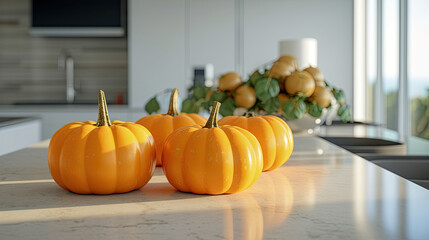 Pumpkin on a surface in a modern kitchen