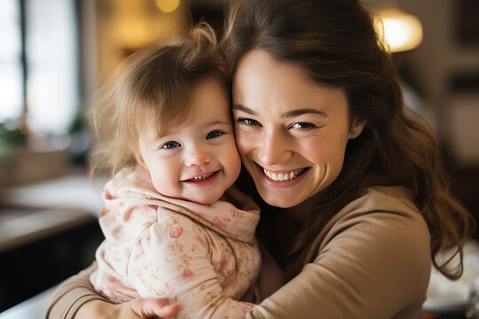 Mother Holding Baby With Down Syndrome