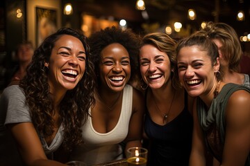 International pals celebrating diversity and friendship, their smiles conveying a genuine connection