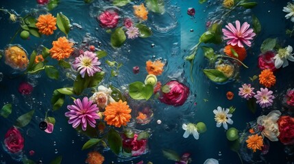 Fototapeta na wymiar Flowers in the water.