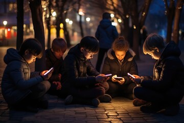 Fototapeta premium Screen Time Takes Over: A Child's Solitary Playground
