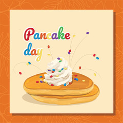 Colored Happy pancake day background Vector illustration
