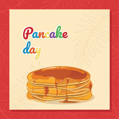 Colored Happy pancake day background Vector illustration