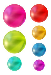Set of round shape sphere ball or button in 3d rendering isolated on transparent background for decoration and design element concept.