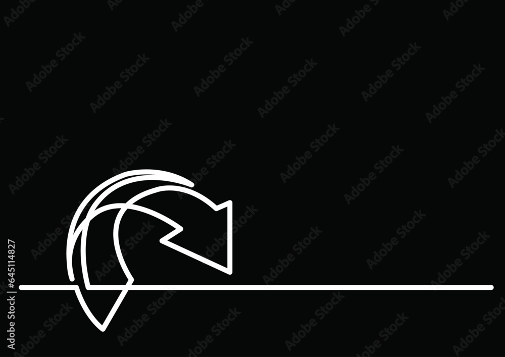 Poster continuous line drawing vector illustration with fully editable stroke of arrow as business concept