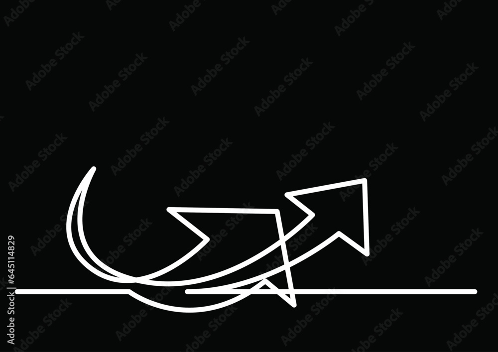 Poster continuous line drawing vector illustration with fully editable stroke of arrow as business concept