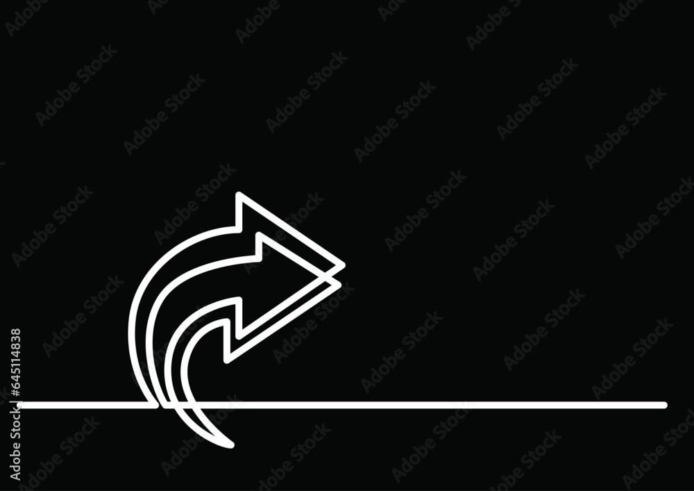 Poster continuous line drawing vector illustration with fully editable stroke of arrow as business concept