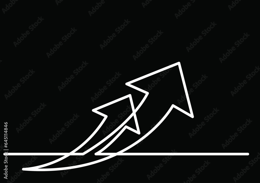 Poster continuous line drawing vector illustration with fully editable stroke of arrow as business concept