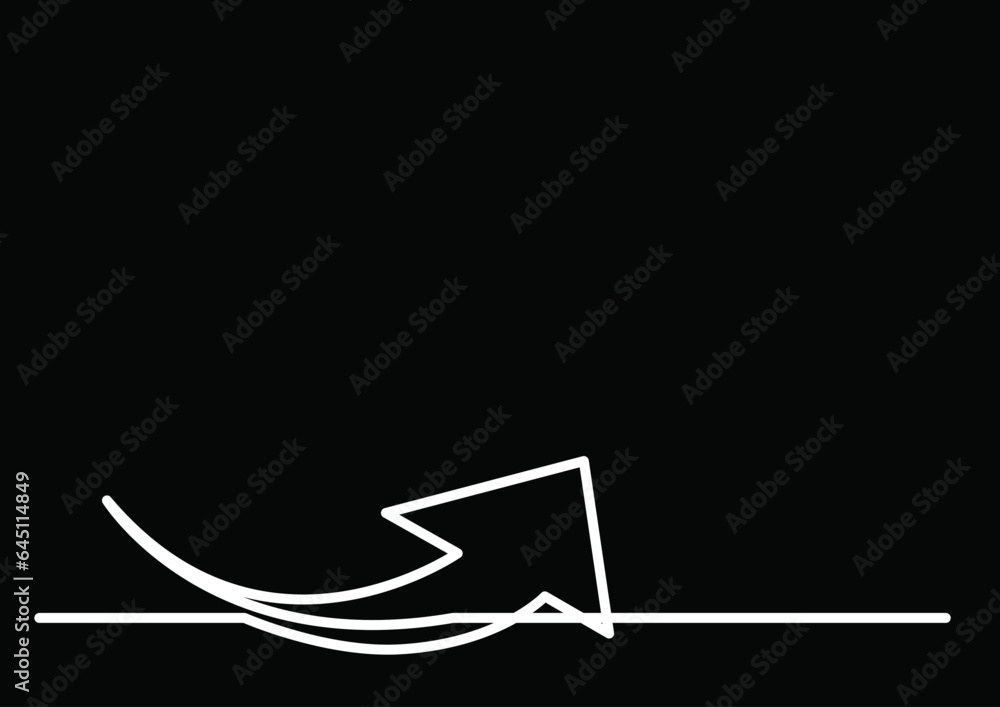 Poster continuous line drawing vector illustration with fully editable stroke of arrow as business concept