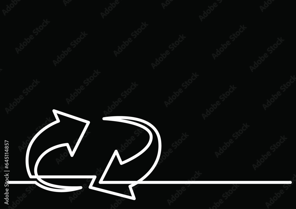 Poster continuous line drawing vector illustration with fully editable stroke of arrow as business concept