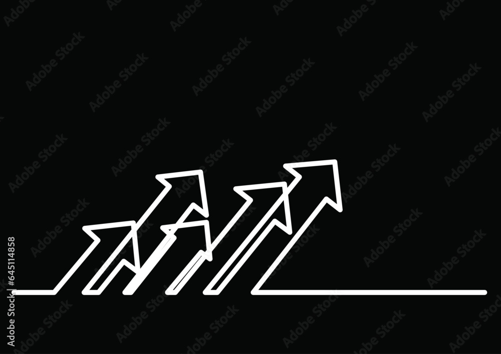 Poster continuous line drawing vector illustration with fully editable stroke of arrow as business concept