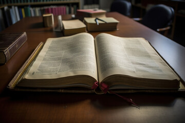 An open textbook in a library. Generative AI