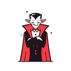 Vampire vector icon in minimalistic, black and red line work, japan web