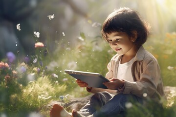 Fototapeta premium Raising a Screen-Driven Generation: Children Growing Up with Screens