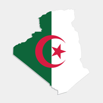 recommend clip art: algeria map with flag on gray background
