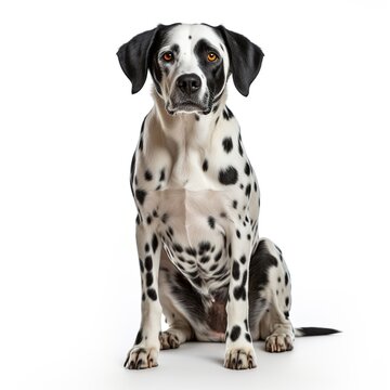 Cute Dalmatian puppy in front of a white background AI generated image