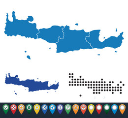 Set maps of Decentralized Administration of Crete province - obrazy, fototapety, plakaty